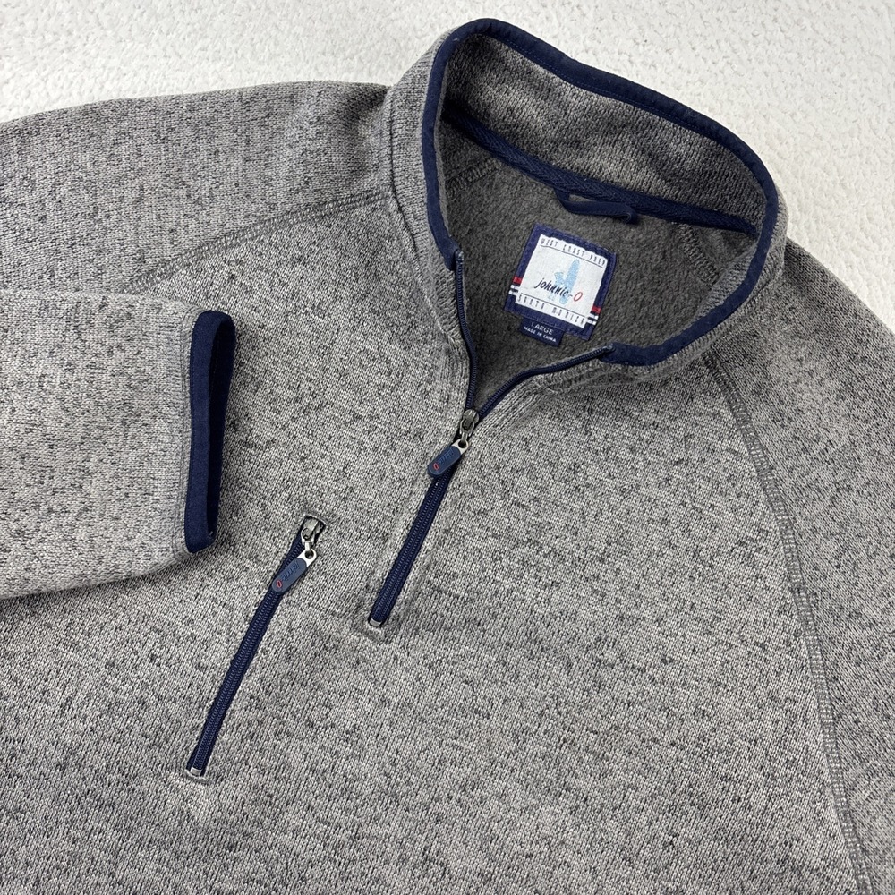JOHNNIE-O Fleece 1/4 Zip Pullover Mens Large Quarter-Zip Jacket Stretch Preppy